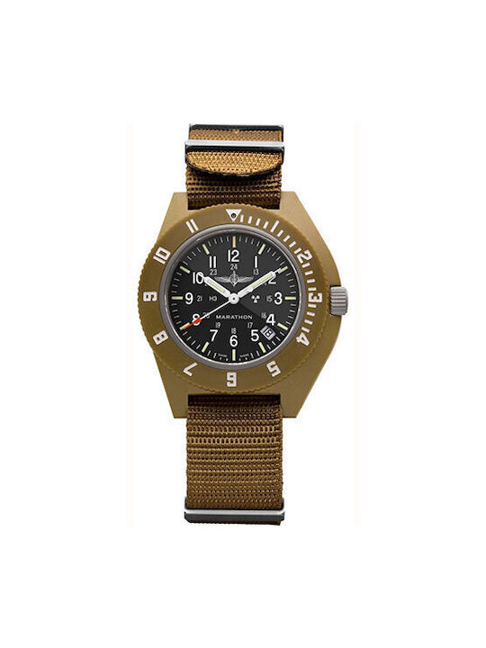 Marathon Watch with Brown Fabric Strap