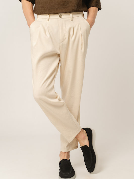 Edward Jeans Men's Trousers Chino in Baggy Line White