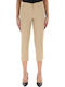 Women's Fabric Capri Trousers Beige