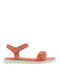Women's Flat Sandals with Strap in Orange Color