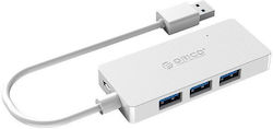 Orico USB 3.0 Hub 4 Porturi cu conexiune USB-A Alb