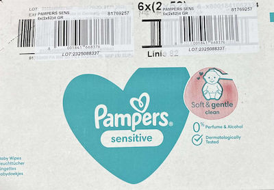 Pampers Sensitive Baby Wipes without Alcohol & Fragrance 12x52pcs