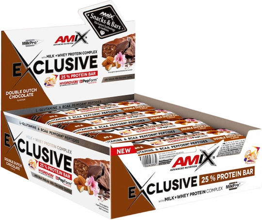 Amix Exclusive Μπάρες Πρωτεΐνης με Γεύση Βελγική Σοκολάτα 12x85gr
