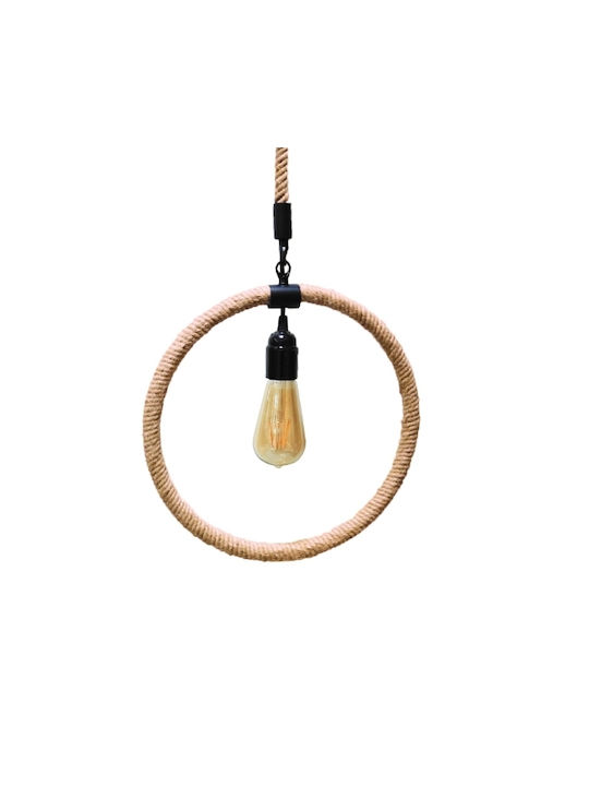 Globo Lighting Pendant Light Beige with Rope for Socket E27 34x22cm