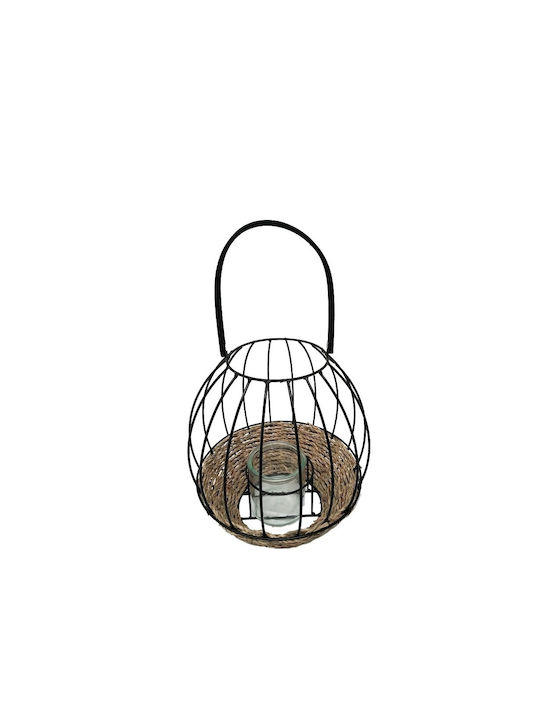 Espiel Tabletop Wicker Lantern Black 23x23x22cm