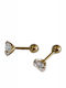 Kostibas Fashion Piercing Обеци от Позлатена Стомана 1.2мм Златисто / Бяло