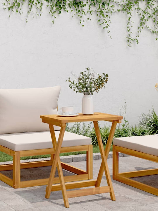 Auxiliary Outdoor Foldable Wood Table Natural 50x36x60cm