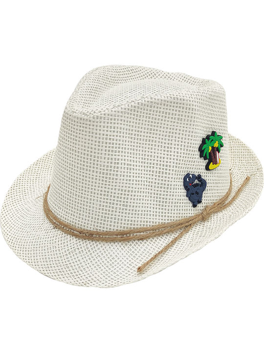 Gift-Me Pălărie pentru Copii Fedora Wicker Alb