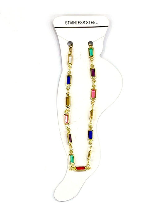 Kostibas Fashion Επιχρυσωμένο Βραχιόλι Ποδιού από Ατσάλι