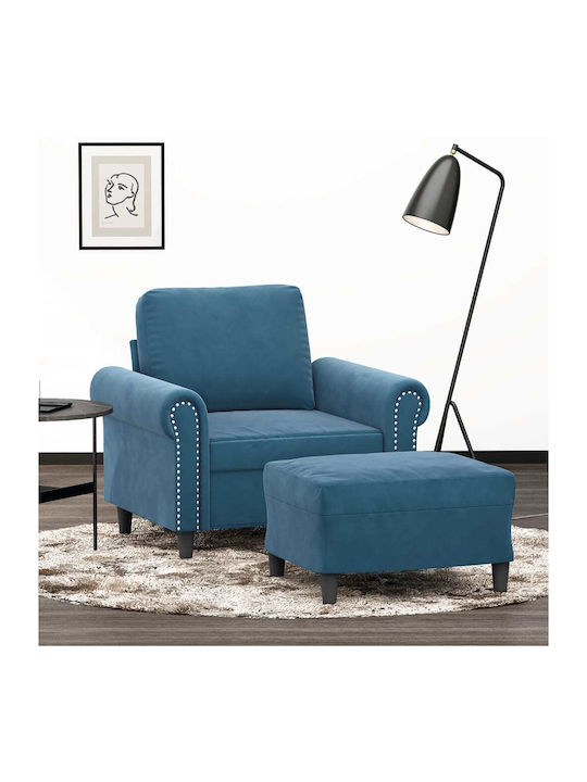 Sessel mit Fußhocker Samt Blue 92x77x80cm