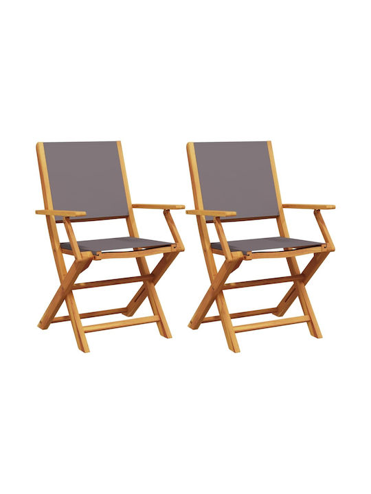 Outdoor Chair Wooden Charcoal 2pcs 54x57x91cm.