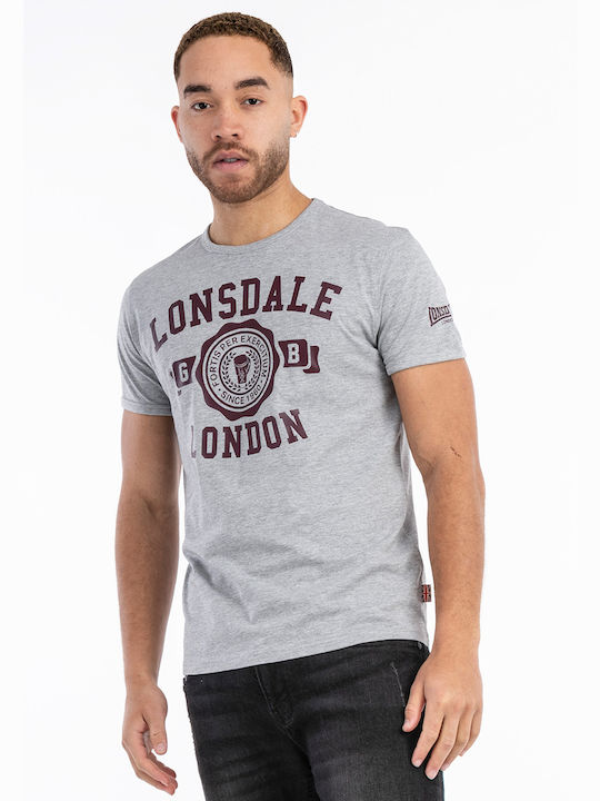 Lonsdale Herren T-Shirt Kurzarm Marl Grey/oxblood