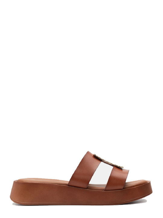 BuyBrand Synthetic Leather Women's Sandals Tabac Brown