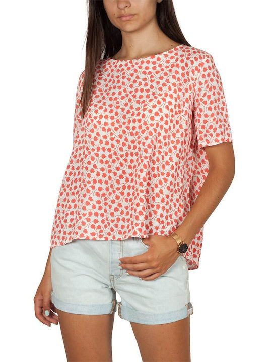 Artlove Women's Blouse Short Sleeve Coral