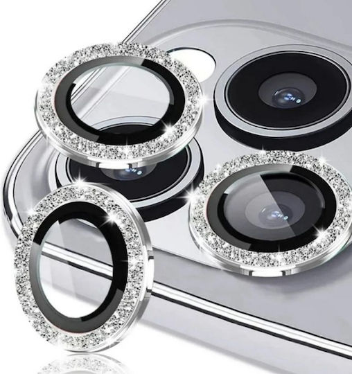 Lens Glass Strass Προστασία Κάμερας Tempered Glass Ασημί για το iPhone 14 Pro / 14 Pro Max