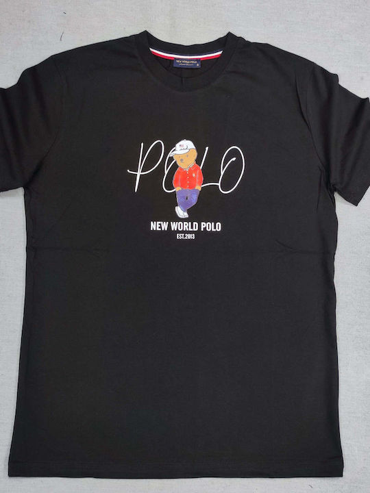 New World Polo T-shirt Μαύρο Βαμβακερό