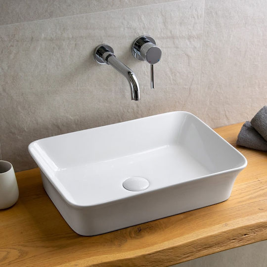 Karag Aufgesetztes Waschbecken Porzellan 49x35x11cm Weiß