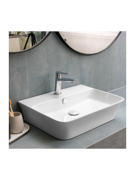 Karag Aufgesetztes Waschbecken Porzellan 56x41.5x12.5cm Weiß