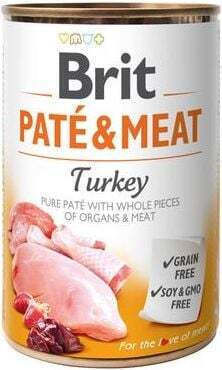 Brit Pate & Meat Wet Food Dogs in Cans with Meat, Turkey, Chicken, Liver and Salmon Grain-Free 400gr