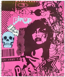 Gim Spiral Notebook Ruled B5 3 Subjects Skull PinUp 1pcs