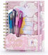 Tri-coastal Notebook with Built-in Pencil Case and 4 Note-taking Pens