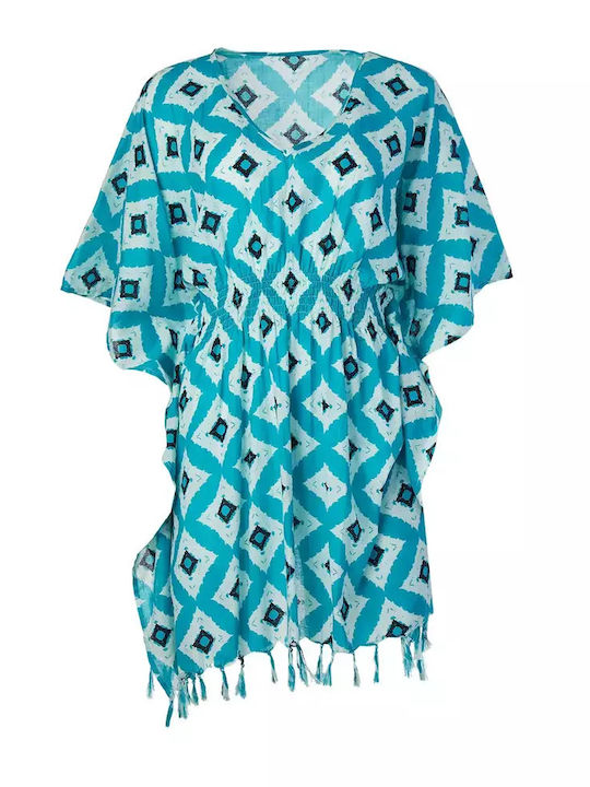 Achilleas Accessories Feminin Scurt Caftan de Plajă Turquoise