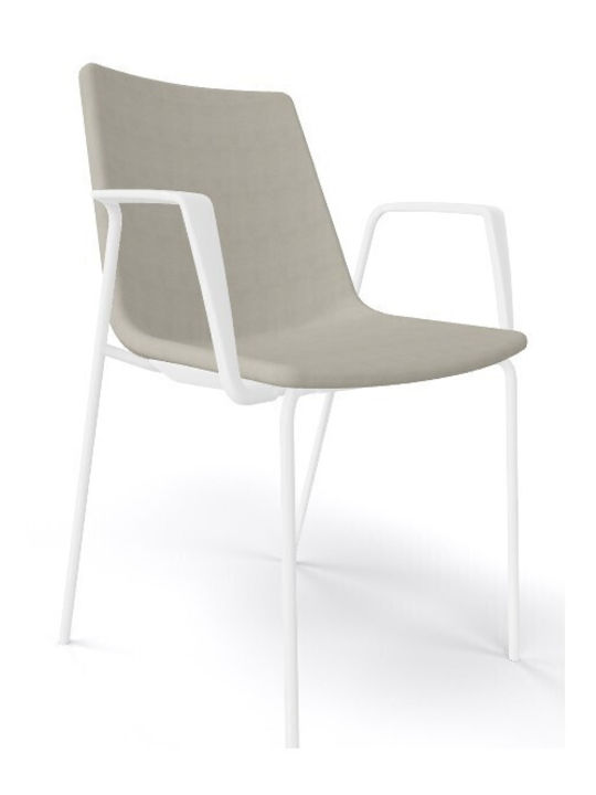 Armchair Visitor in White Color 58.5x52x82cm 1pcs