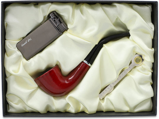 Set Klassische Tabakpfeife Md Braun Luxusfeuerzeug 40000192