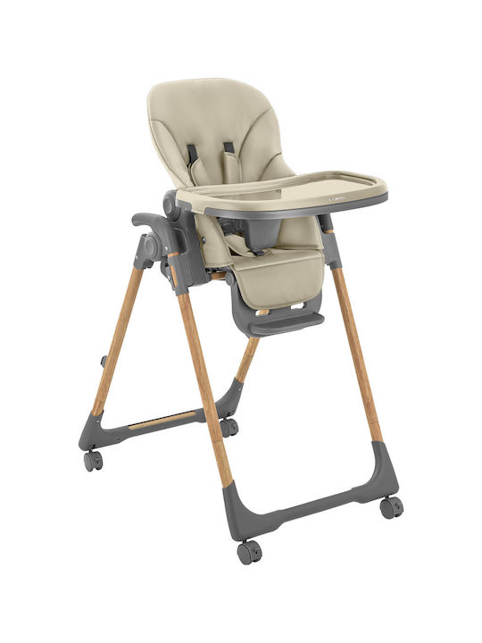 Kikka Boo Olive Foldable Highchair & Leatherette Seat Beige