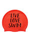Buddyswim Live Love Swim Silicone Adults Swimming Cap Red