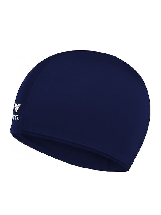 Tyr Solid Polyester Adults Swimming Cap Blue