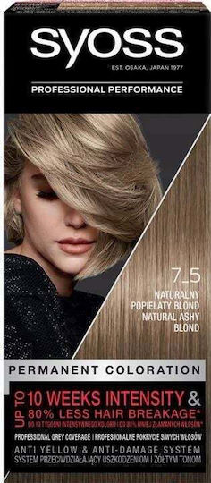 Syoss Βαφή Μαλλιών 7-5 Natural Ash Blonde 50ml