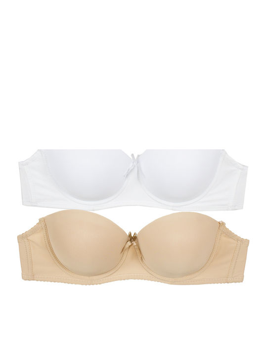 WHITE BEIGE Без презрамки Сутиен с Банели 2Pack