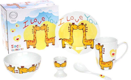 Cryspo Trio Set de hrănire "i Love You" din Porțelan Multicolor 5buc