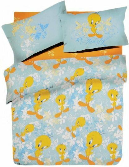 Kentia Tweety Set Kids Duvet Cover Single with Pillowcase Light Blue 165x245cm