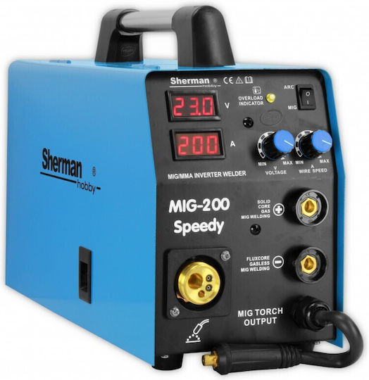 Sherman Speedy Ηλεκτροκόλληση Inverter MAG / MIG / TIG με Μέγιστο Ρεύμα Συγκόλλησης 200A και Κύκλο Εργασίας 40%