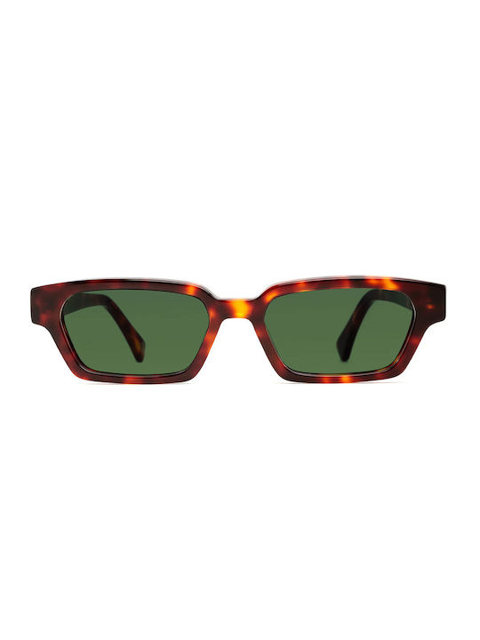 Meller Sunglasses with Brown Tartaruga Plastic Frame and Green Polarized Lens SS-OK-CAREYOLI