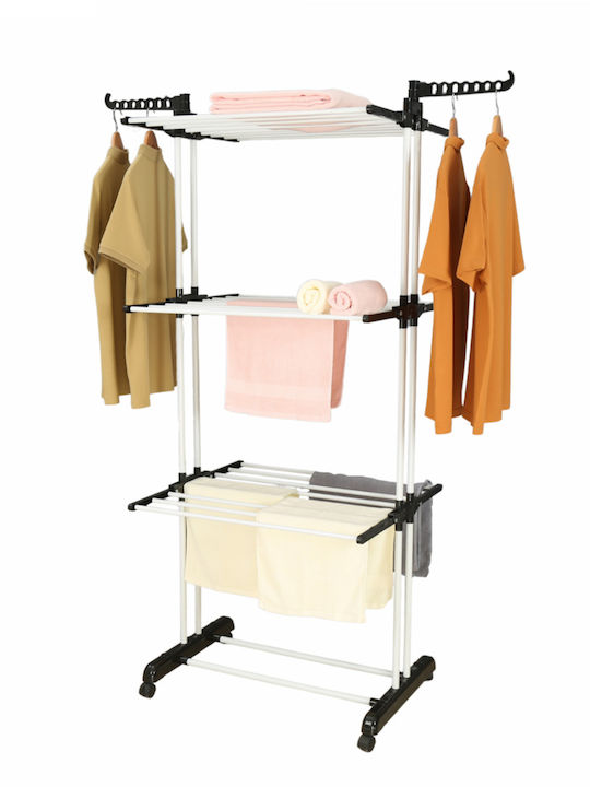 Herzberg Floor Garment Rack made of Metal Telescopic White 64x170cm