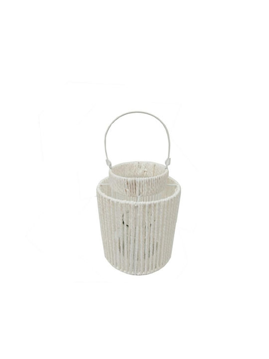 Espiel Wicker Lantern White 19cm