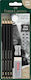 Faber Castell 115298 Pitt Graphite Matte Комплект моливи 6 Острилка Гума 4005401152989