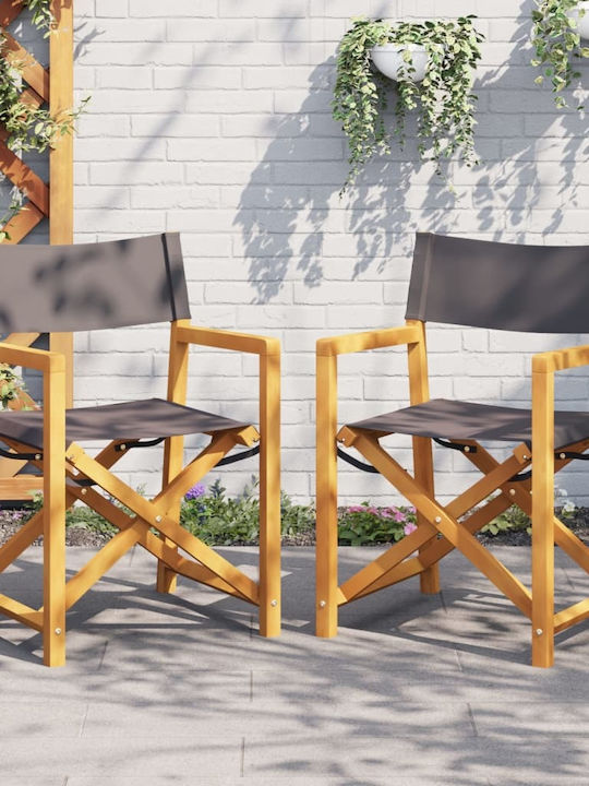 Director's Chair Wooden Grey 2pcs 54x53.5x85.5cm