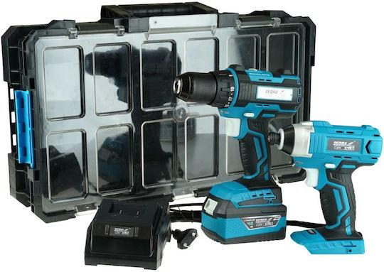 Dedra N0303G03 Set Drill Driver & Impact Driver 18V with 1 Battery 2Ah and Case