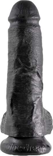 King Cock Ρεαλιστικό Dildo με Όρχεις και Βεντούζα Μαύρο 20cm