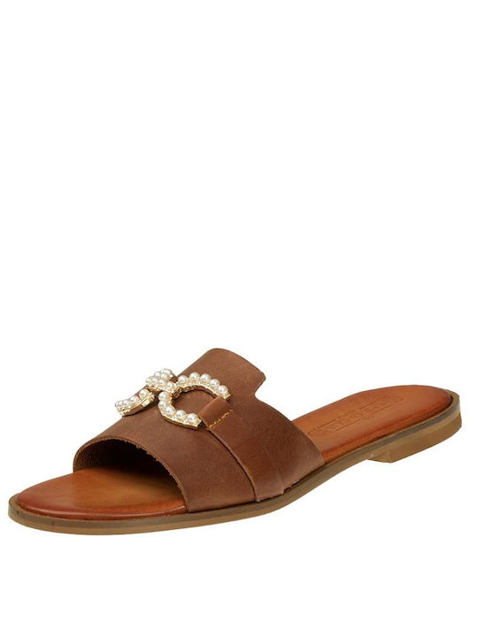 Baroque Women's Flat Sandals in Tabac Brown Color