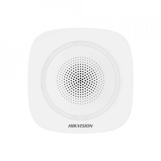 Hikvision Wireless RF: RF (Radiofrecvență) Alarm Siren Baterie Indoor 110dB with Roșu Light 8.8x8.8cm