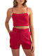 Mind Matter Women's Linen Shorts Red