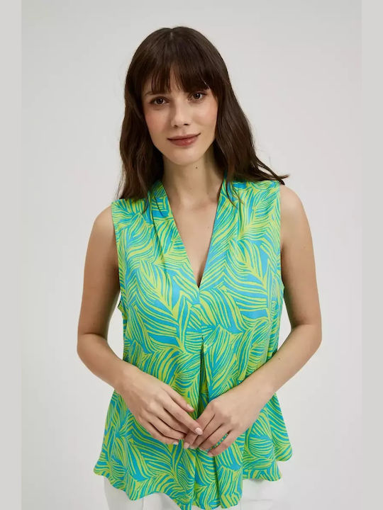 Make your image Damen Bluse mit V-Ausschnitt Tropical Turquoise