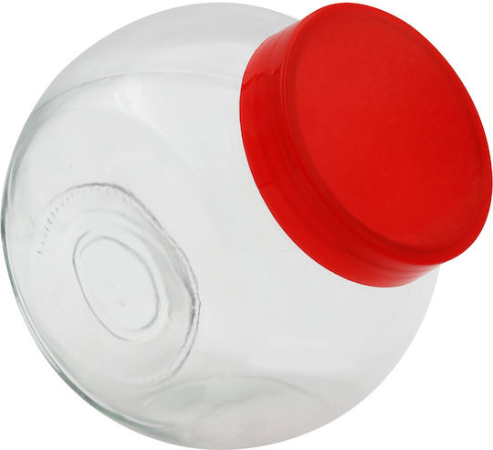 Keskor General Use Glass Vase with Lid Red 1700ml