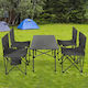 Portable Metal Table Set 95x55x50cm with 4 Chairs 37x37x63cm Camping Folding Black