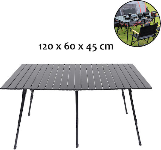Folding Beach Camping Table Metal 120x60x45cm Graphite